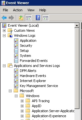 VSS error event viewer step 1