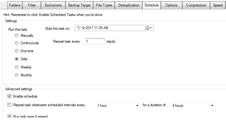 schedule hyper-v backup task