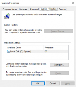 system restore windows 10