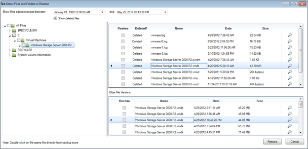 virtual disk file granular recovery